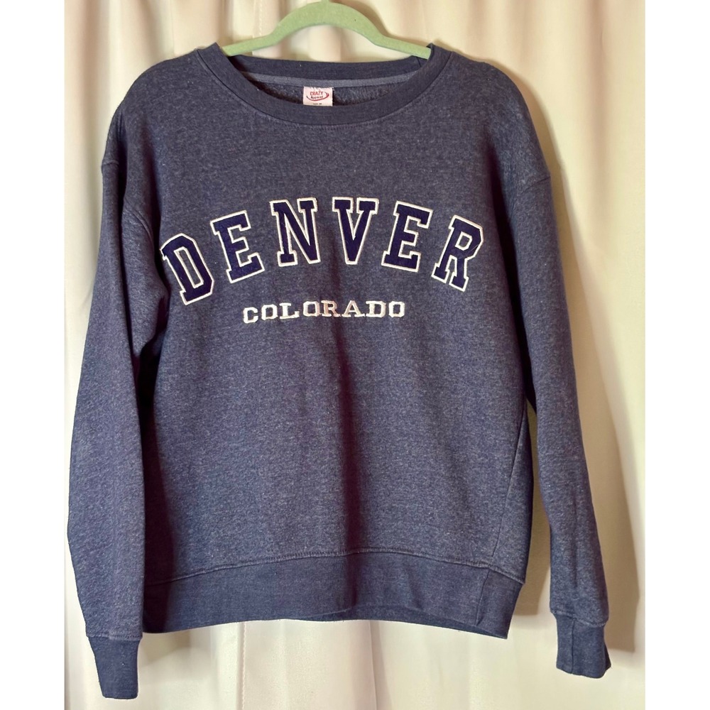 Crazy Apparel Retro Denver Colorado Sweatshirt Navy Crewneck Graphic Mens Medium